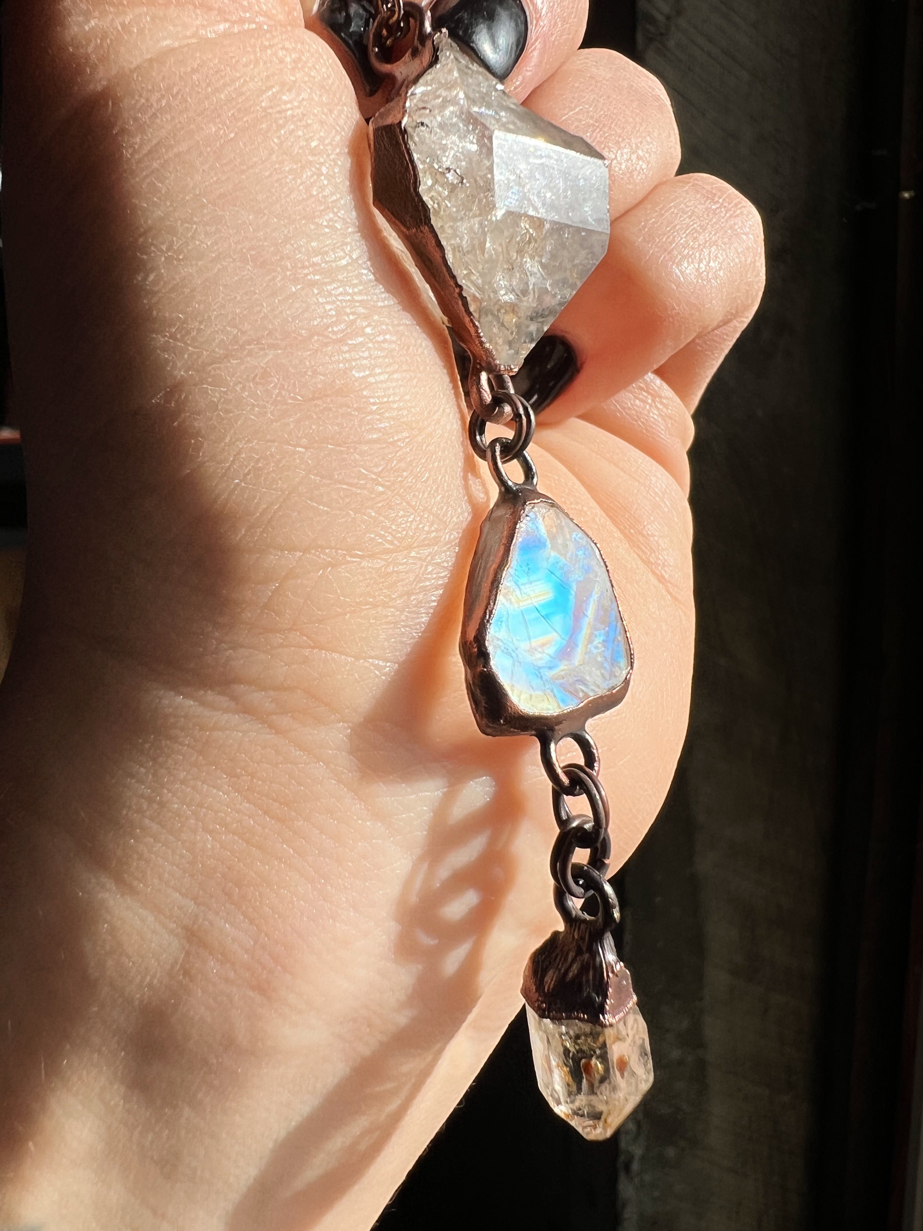 Herkimer Diamond + Moonstone + Firefly Quartz