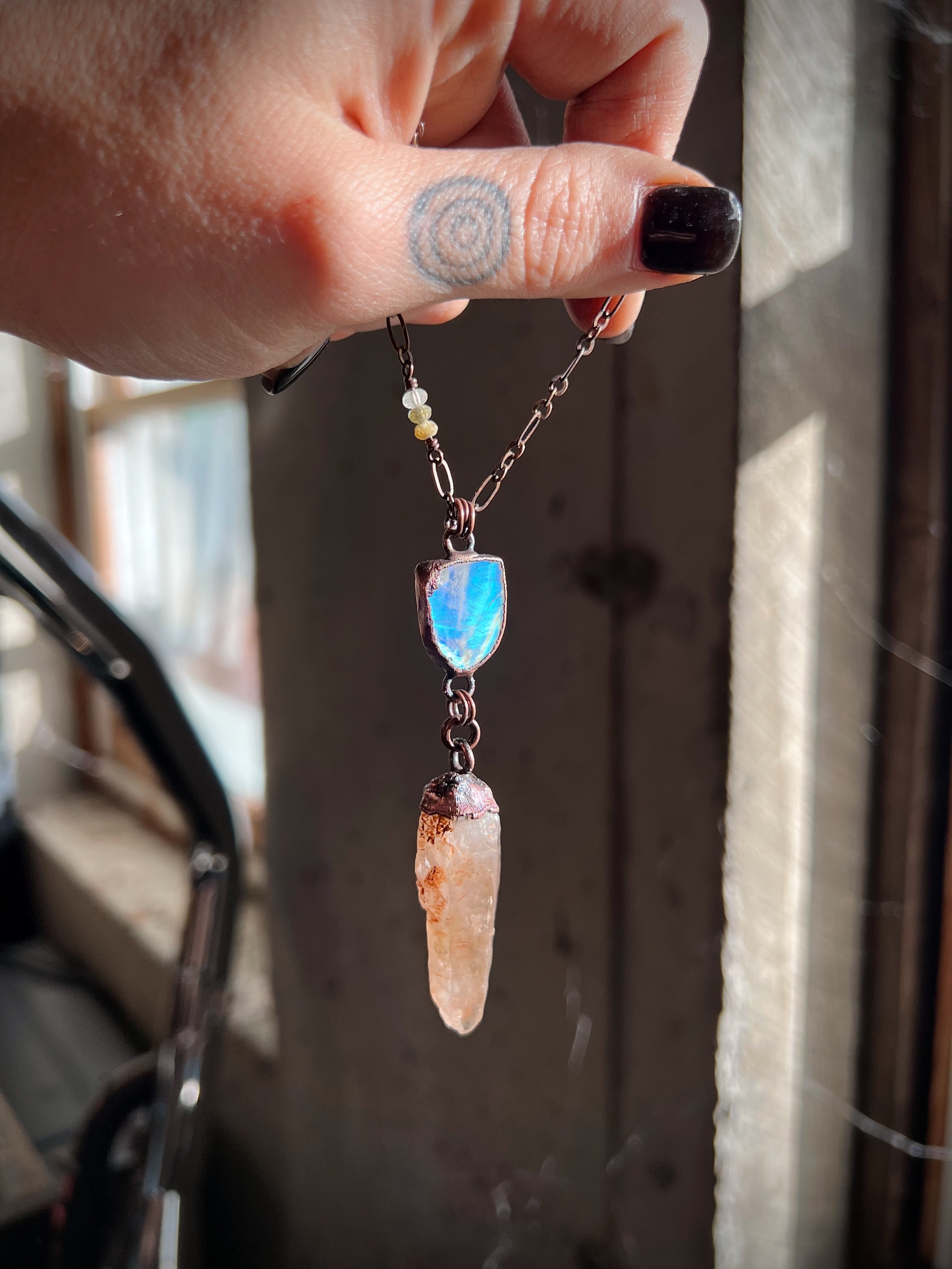 Rainbow Moonstone + Firefly Quartz