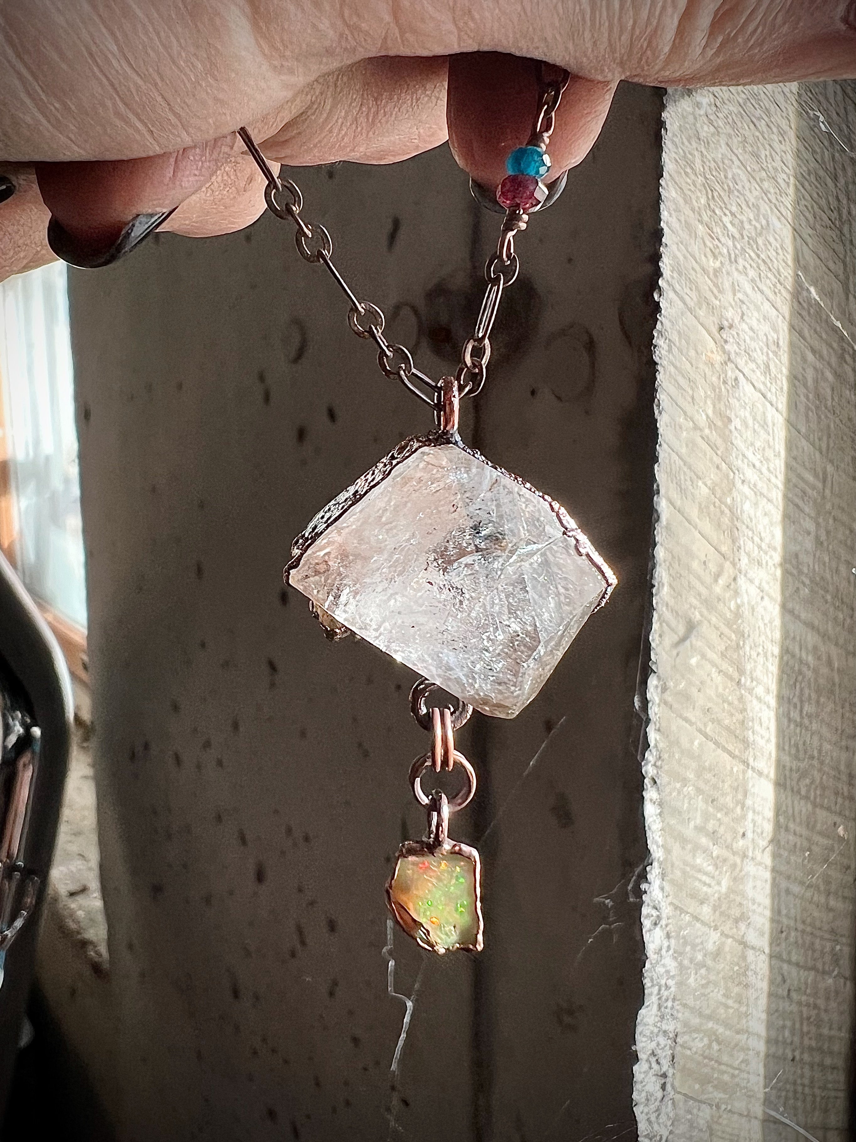 Herkimer Diamond + Raw Opal