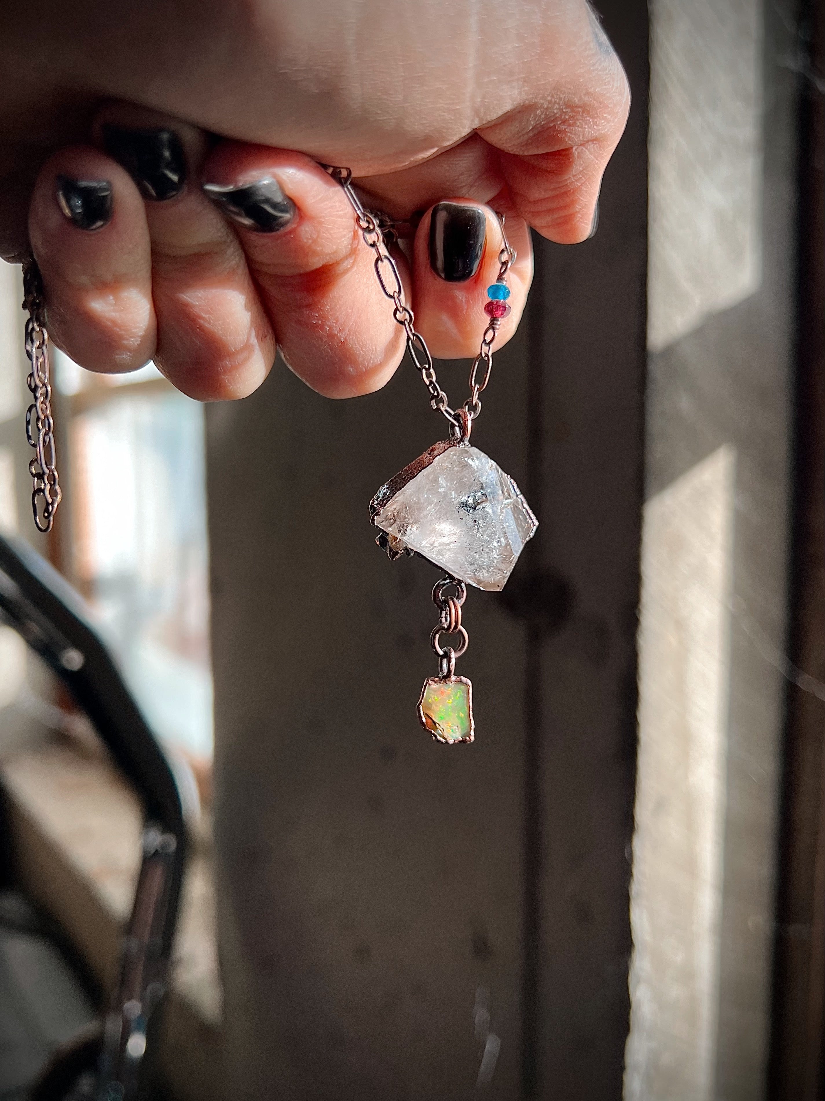 Herkimer Diamond + Raw Opal