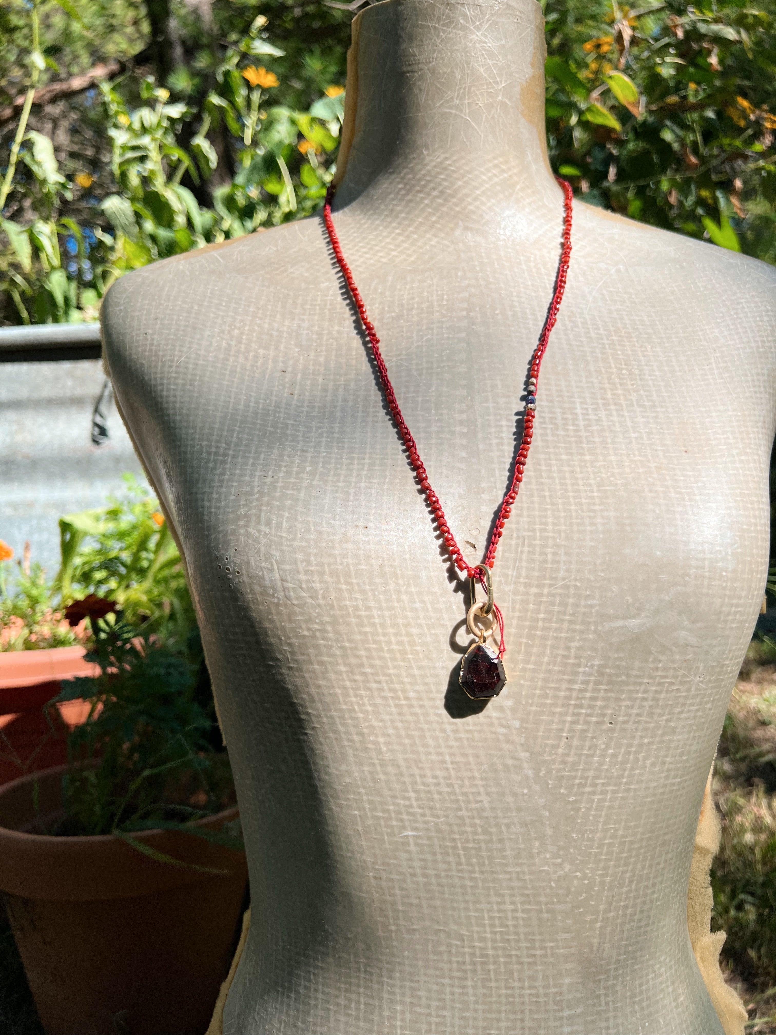 Crystal Pendant Clip: Garnet in Gold Sea Ox
