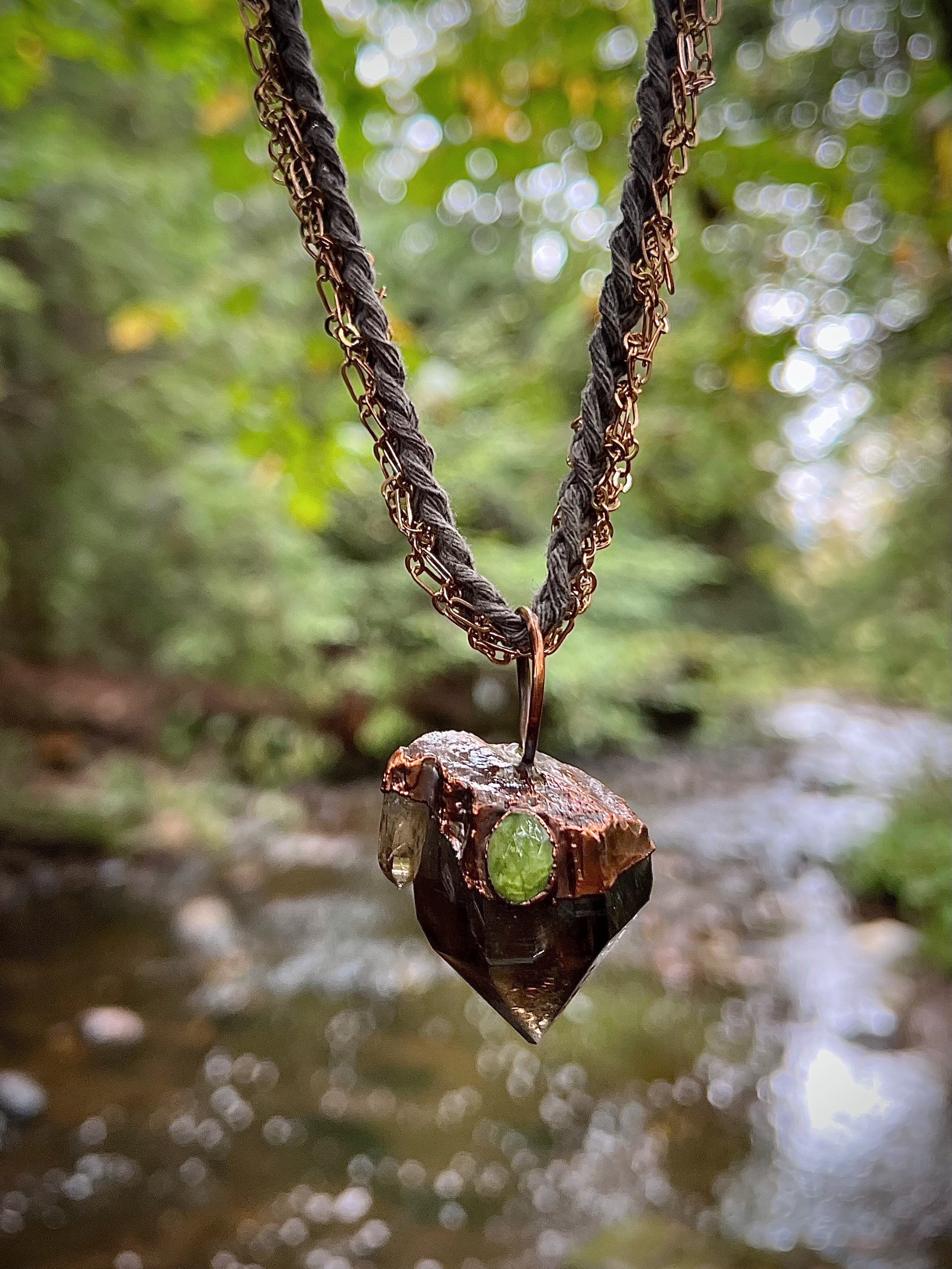 Citrine + Peridot woven amulet