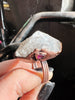 Herkimer Diamond + Garnet Ring, size 7