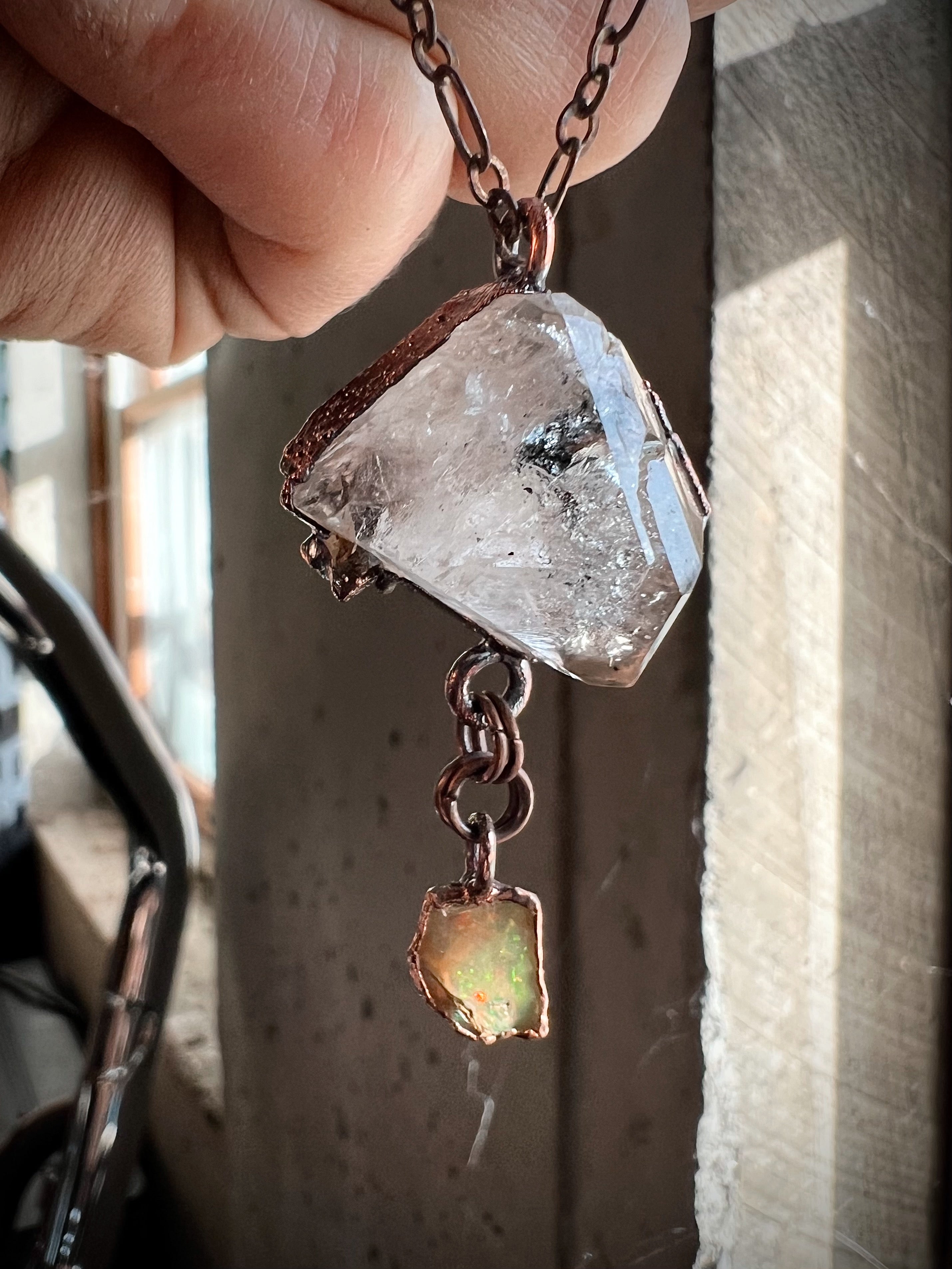 Herkimer Diamond + Raw Opal