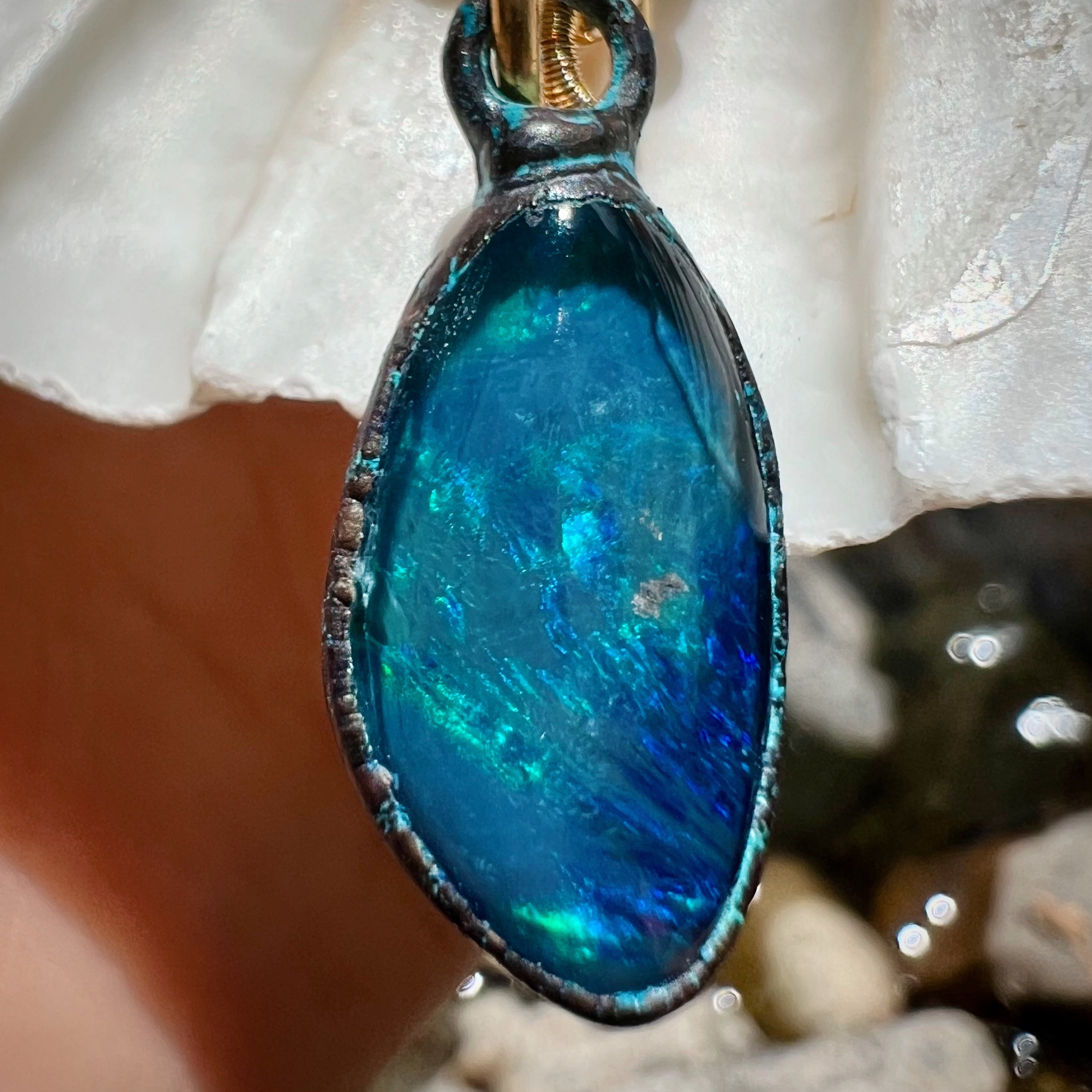 Boulder Opal gems + pearls