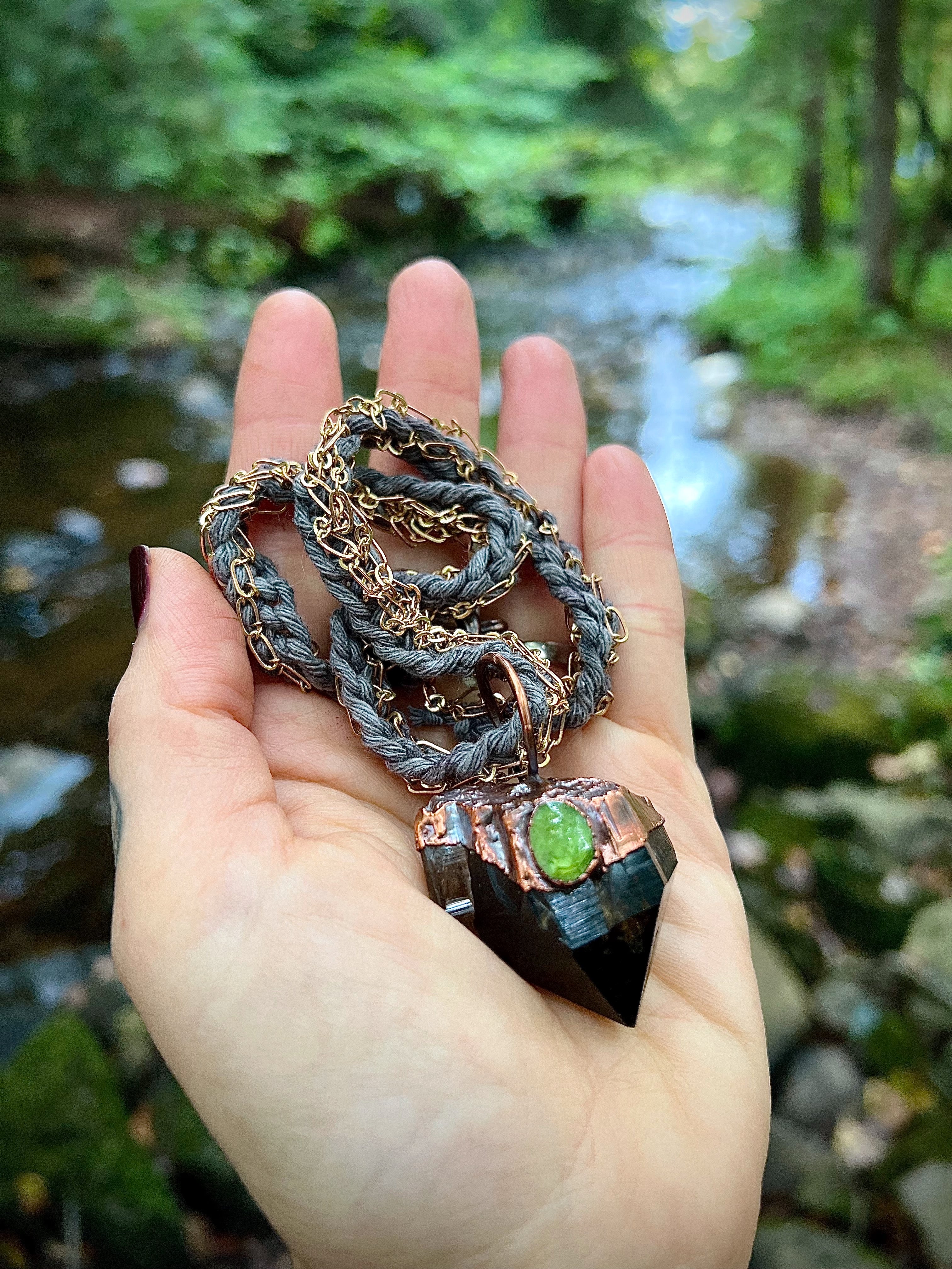 Citrine + Peridot woven amulet