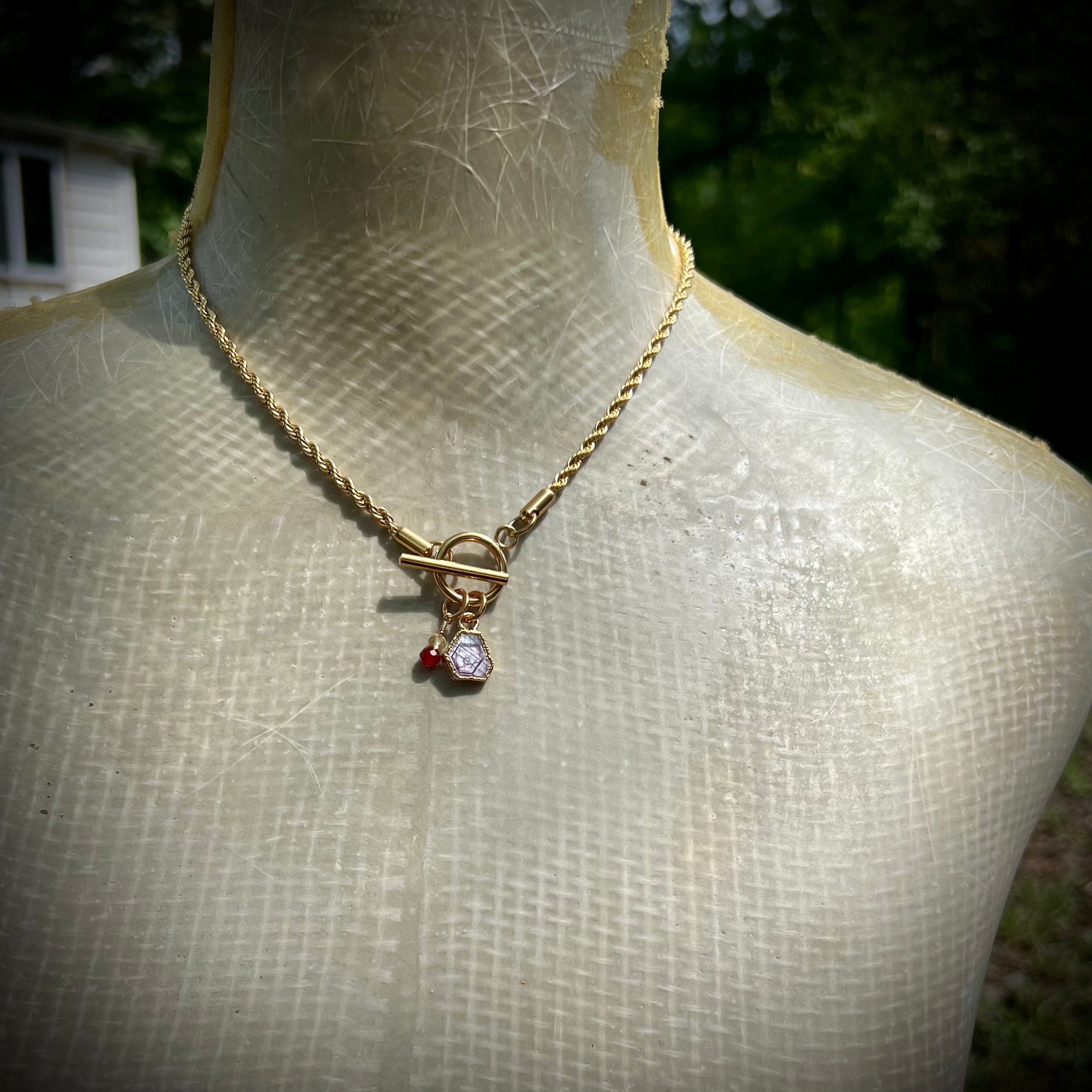 Star Ruby on gold chain