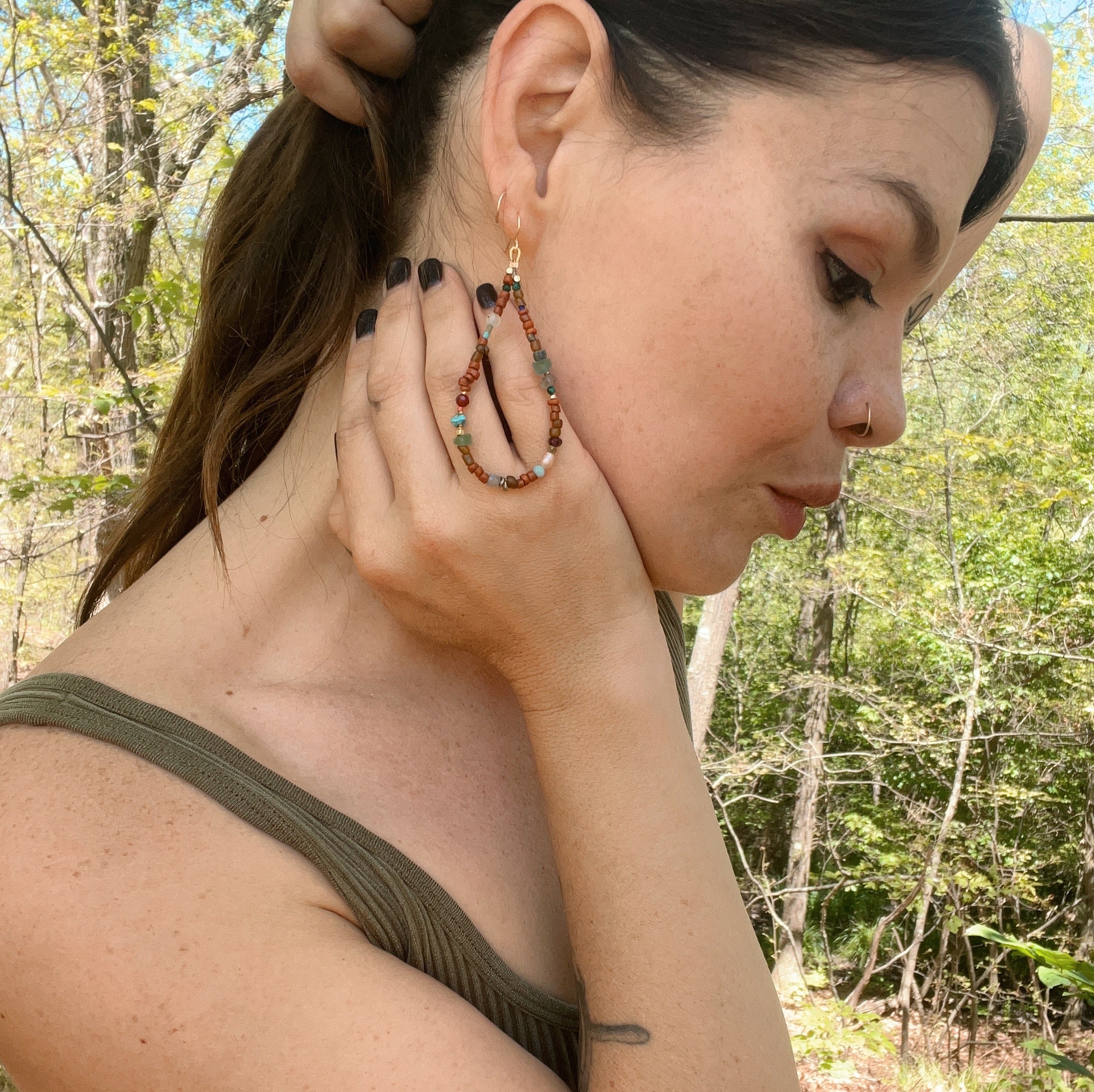 Ancient bead loop earrings