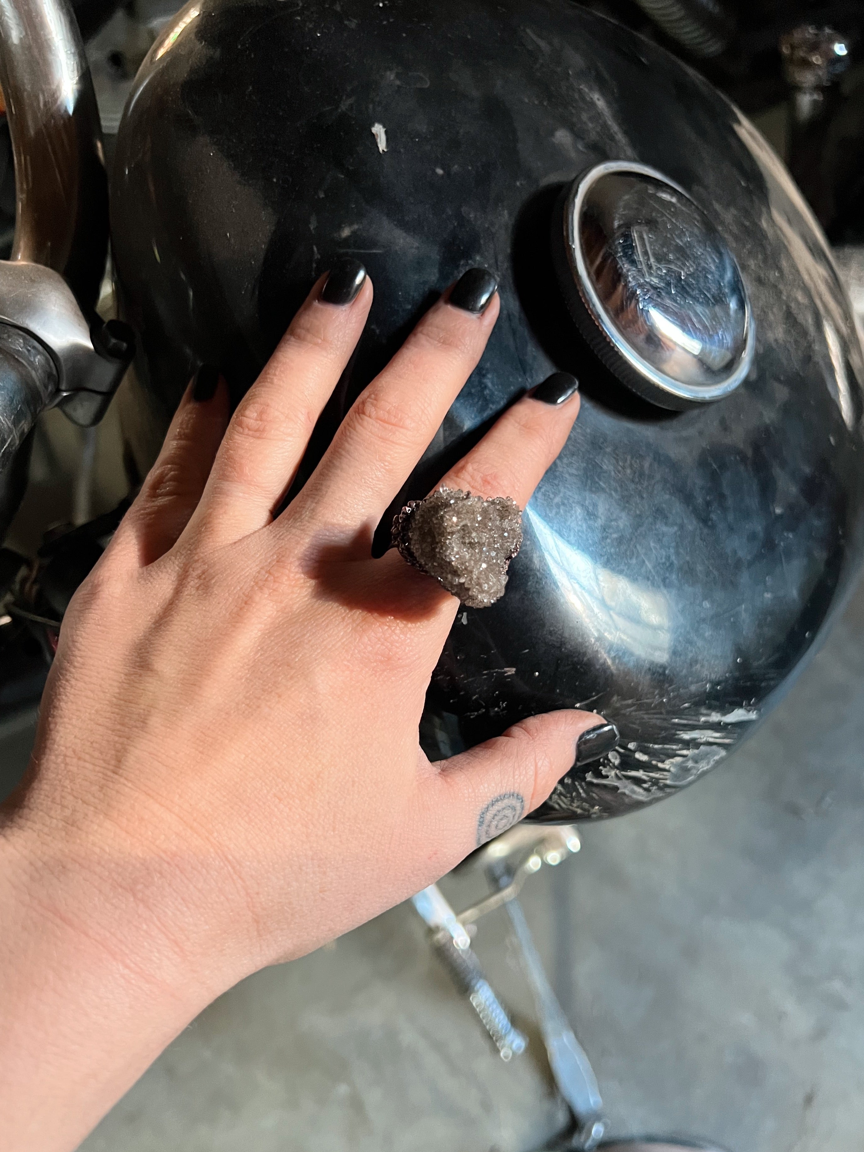 Herkimer Diamond Druzy Ring, size 8