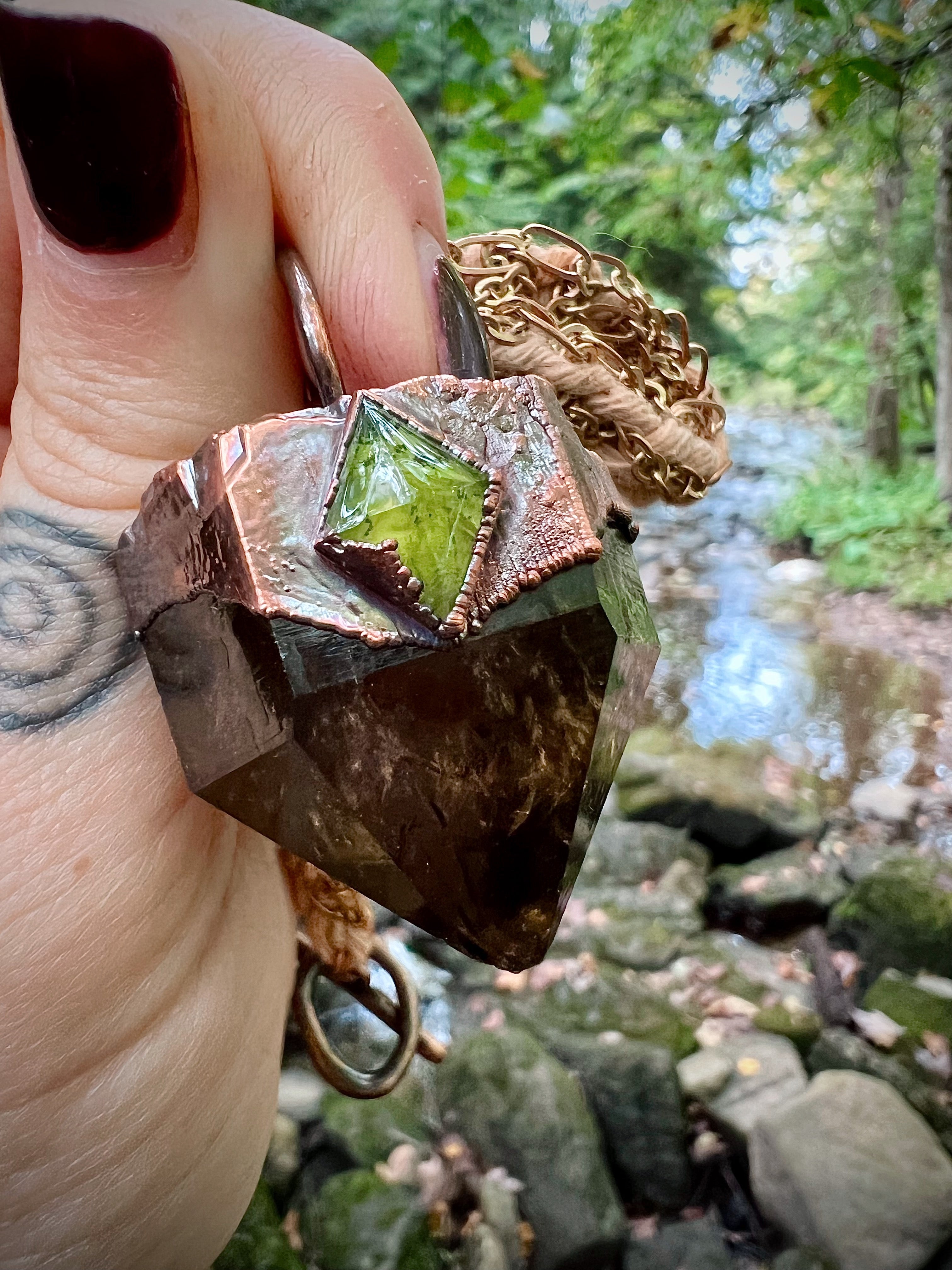 Citrine + Peridot woven amulet