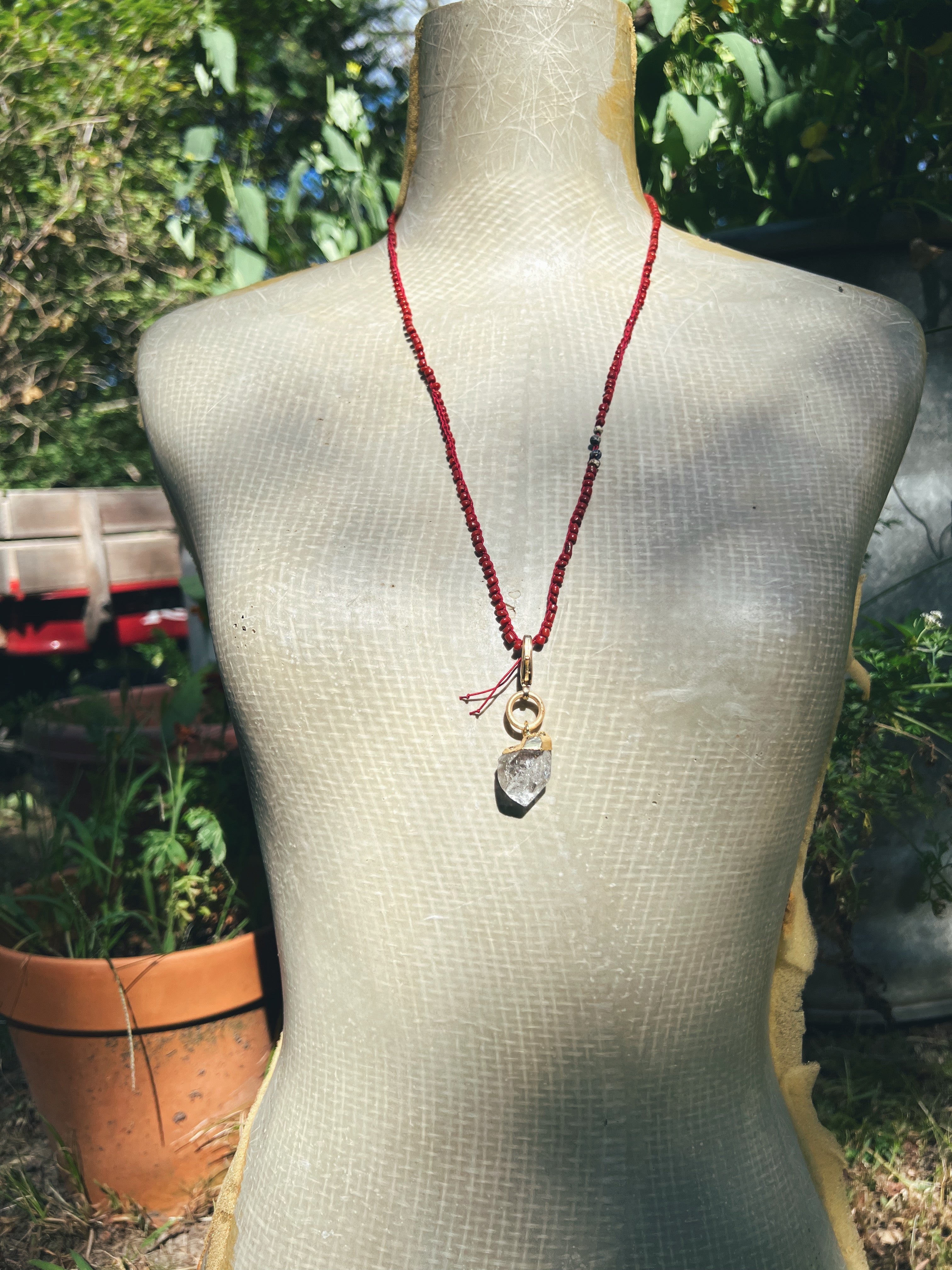 Crystal Pendant Clip: Herkimer Diamond in Gold Sea Ox