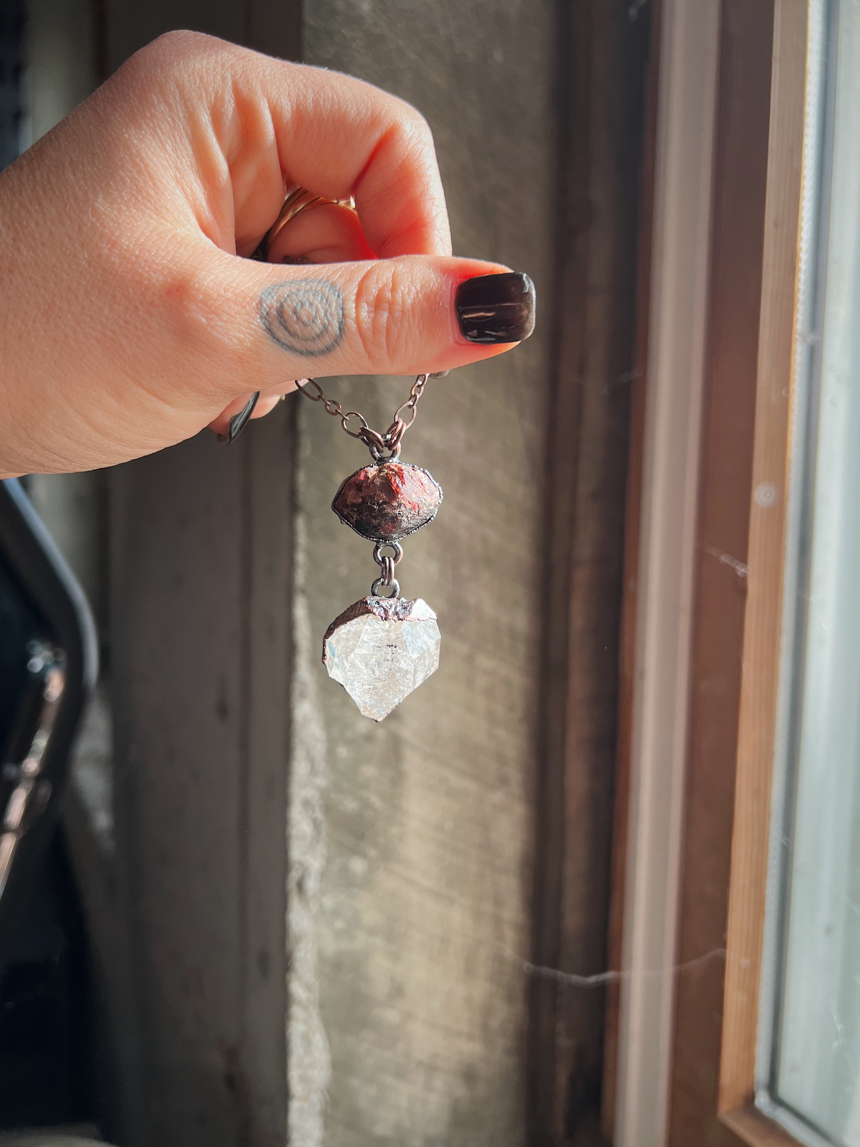 Herkimer Diamond + Raw Garnet