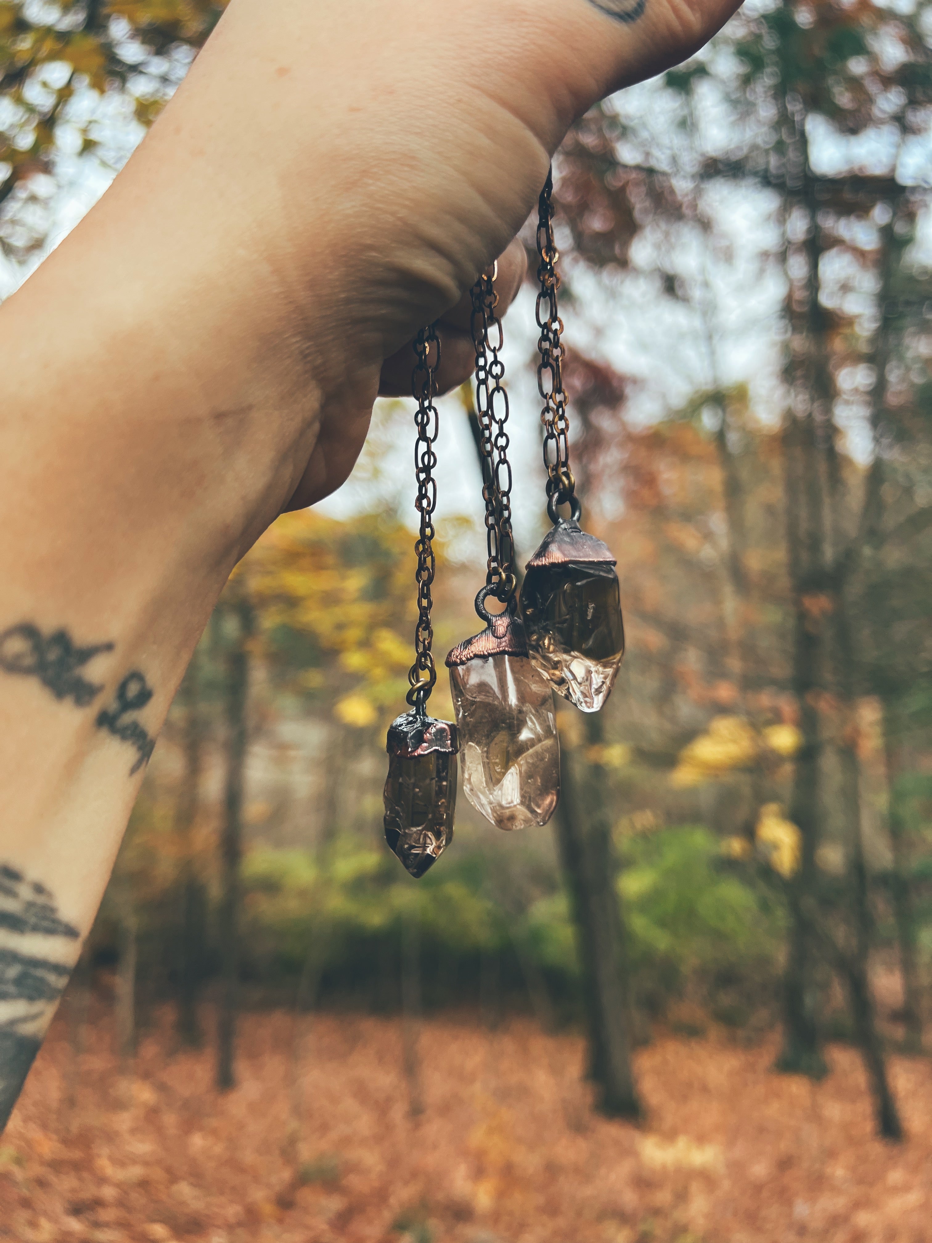 Smoky Quartz Crystal Pendant Sea Ox