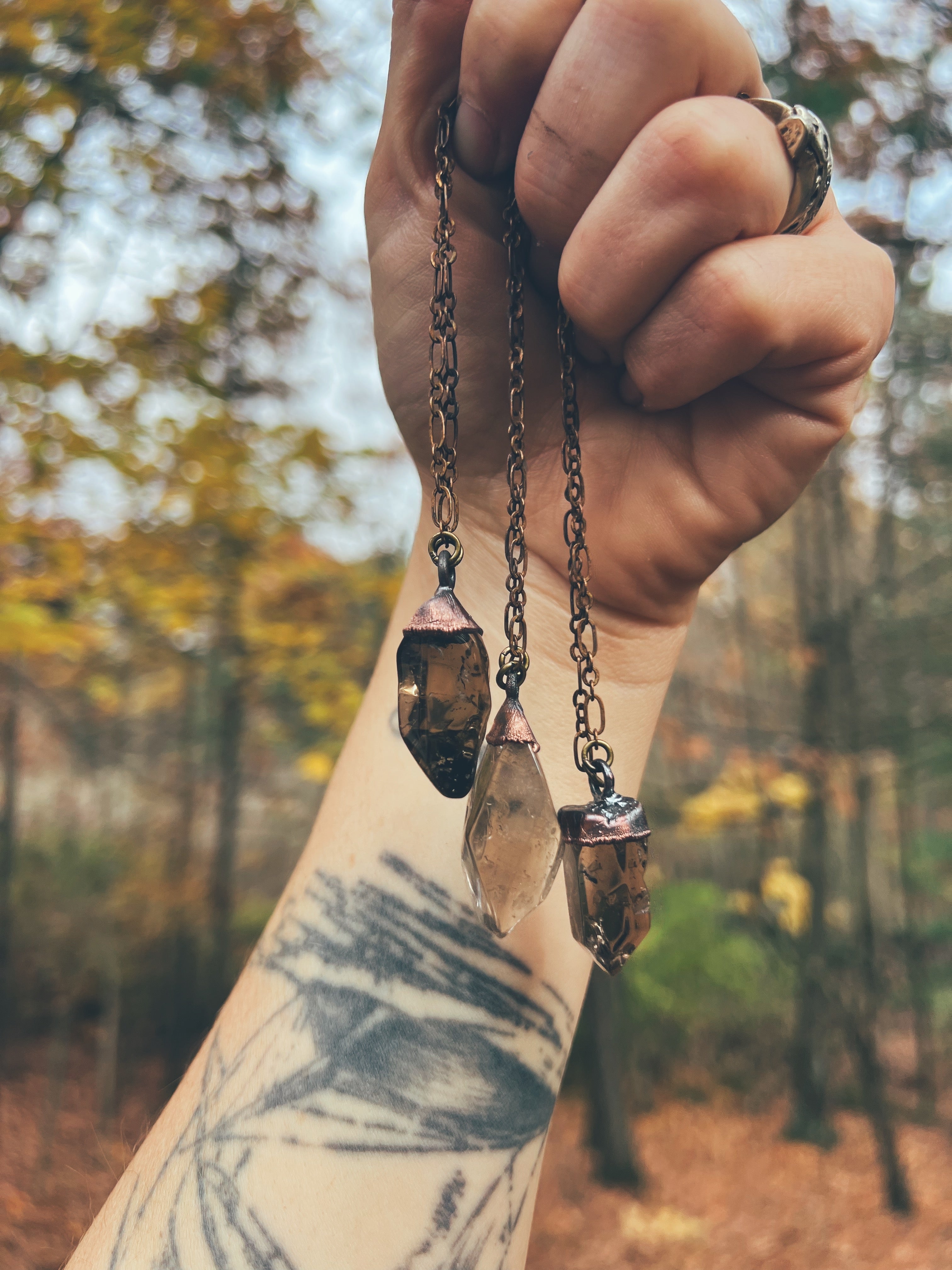 Smoky Quartz Crystal Pendant Sea Ox