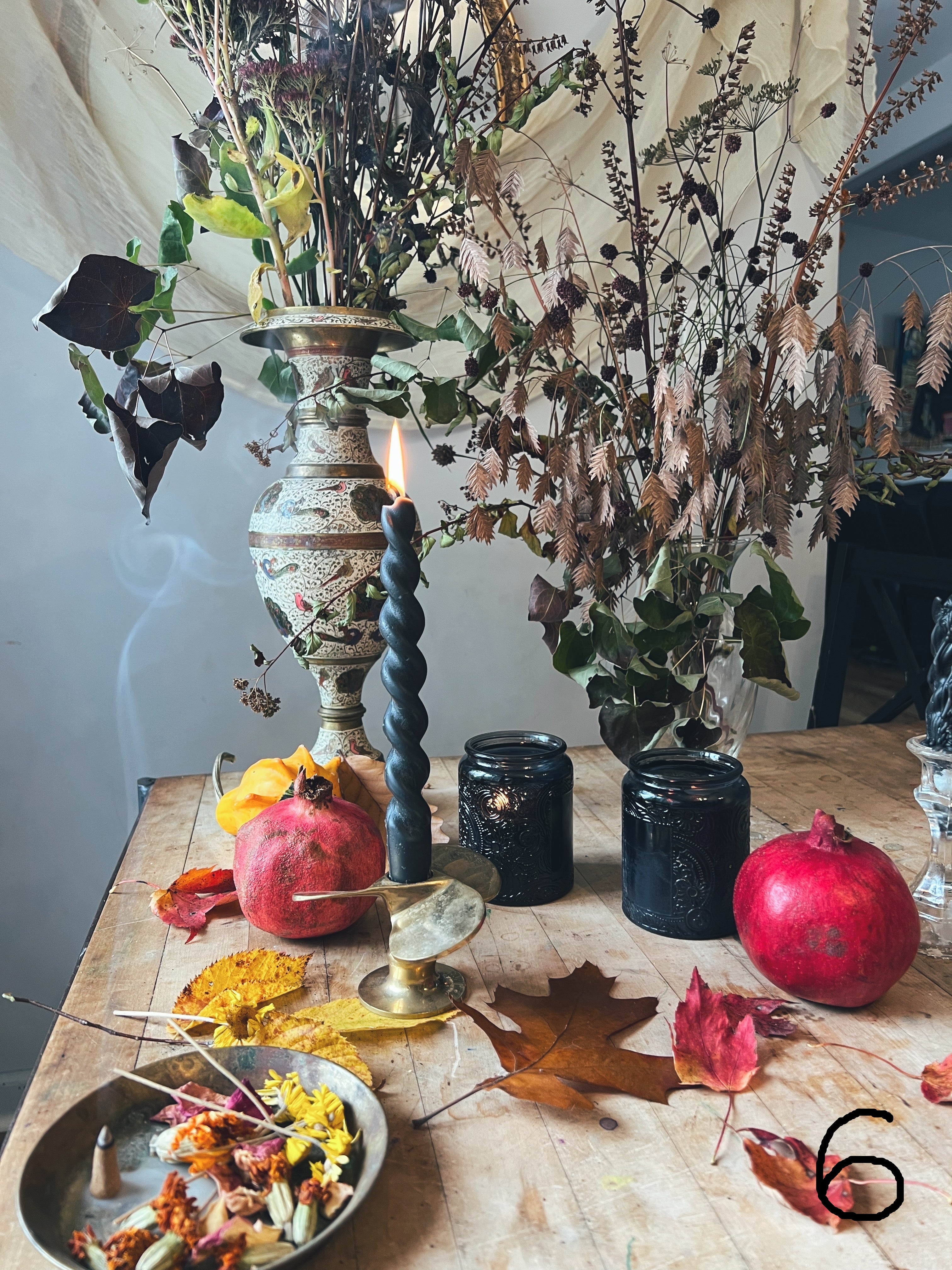 Vintage Brass Candle Holder, Taper Candles, Incense Cones + Crystal Bundle Sea Ox