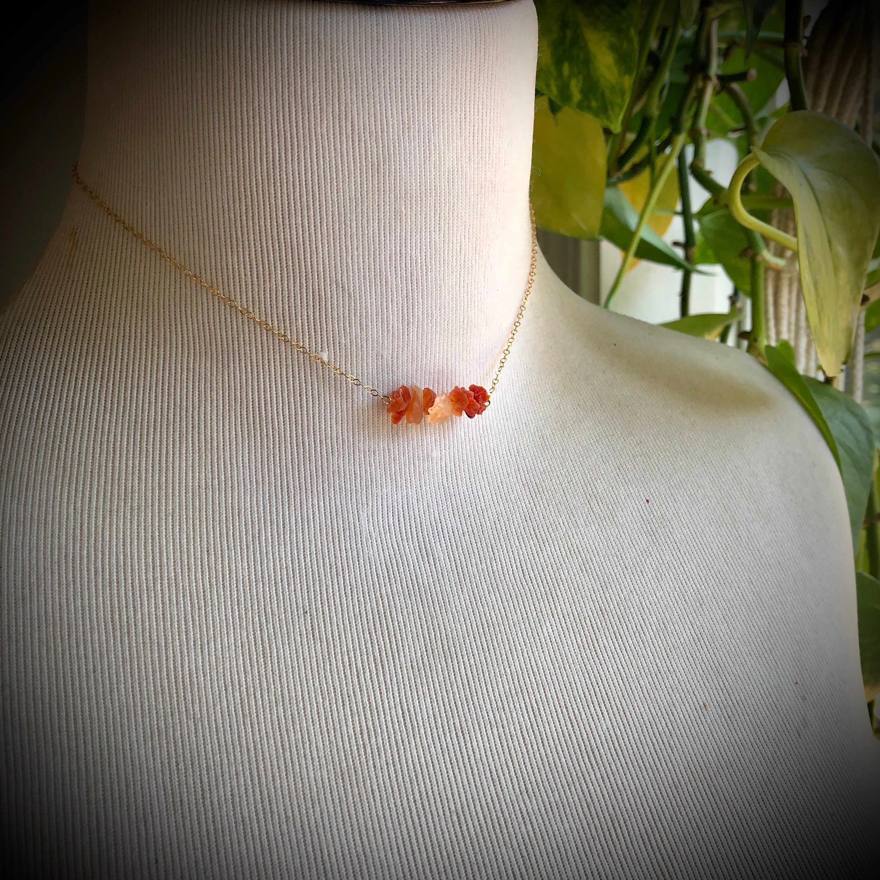 Mexican Fire Opal Dainty Necklace